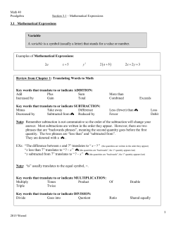 3.1 Mathematical Expressions Examples of Mathematical