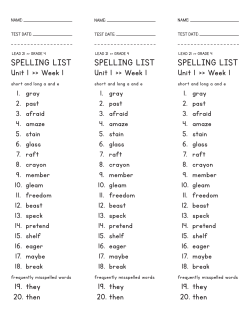 SPELLING LIST SPELLING LIST SPELLING LIST