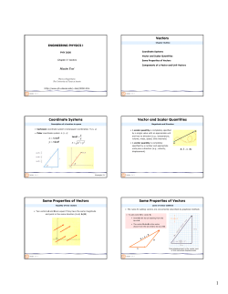 Coordinate Systems Vector and Scalar Quantities