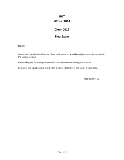 BCIT Winter 2014 Chem 0012 Final Exam