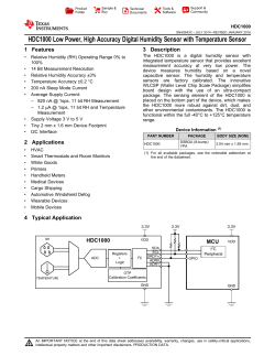 HDC1000 Low Power, High Accuracy Digital Humidity Sensor with