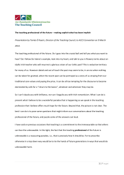 1 | Page The teaching professional of the future &ndash; making explicit