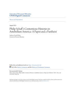 Philip Schaff`s Contentious Histories in Antebellum America: A