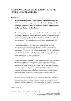 federal jurisdiction and the jurisdiction of the federal court of