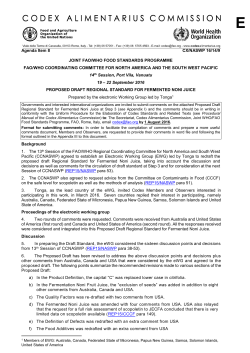 Agenda Item 8 CX/NASWP 16/14/9 JOINT FAO/WHO FOOD