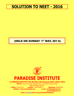 NEET-2016 Solution - Paradise Institute