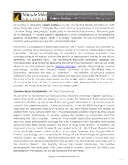 Ceteris Paribus &ndash; All Other Things Being Equal