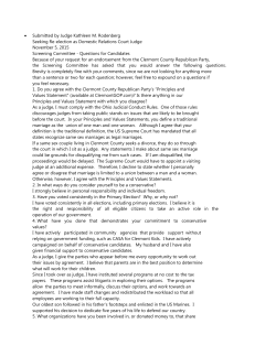 Submitted by Judge Kathleen M. Rodenberg Seeking Re