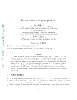 Permutations with given peak set