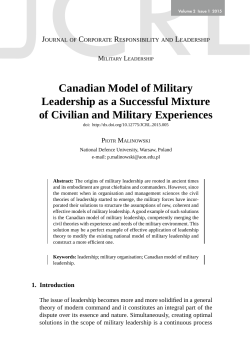 Canadian Model of Military Leadership as a Successful Mixture of