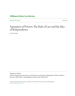 Separation of Powers, The Rule of Law and the Idea of Independence