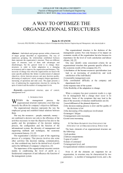 a way to optimize the organizational structures - "IMT Oradea"-2017