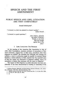 Public Speech and Libel Litigation: Are They Compatible