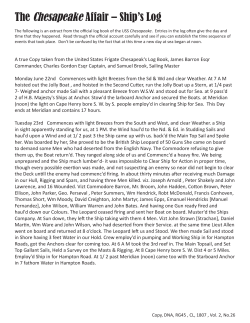 The Chesapeake Affair &ndash; Ship`s Log entry and worksheet