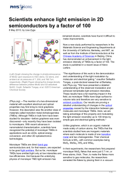Scientists enhance light emission in 2D semiconductors by a factor