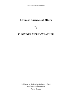 Lives and Anecdotes of Misers By F. SOMNER - Ex