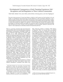 Developmental Consequences of Early Parenting Experiences: Self