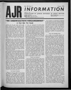 INFORMATION - The Association of Jewish Refugees
