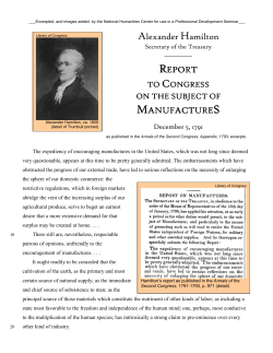 Alexander Hamilton, Report to Congress on the Subject of