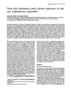 Nest site limitation and colony takeover in the ant