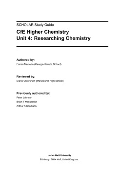 CfE Higher Chemistry Unit 4: Researching Chemistry