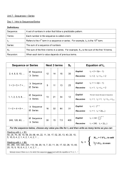 Sequence or Series Next 3 terms S5 Equation of tn