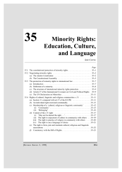 35 Minority Rights: Education, Culture, and Language