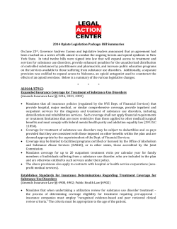 2014 Opiate Legislation Package: Bill