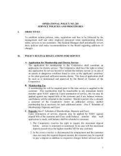 1 OPERATIONAL POLICY NO. 201 SERVICE POLICIES AND