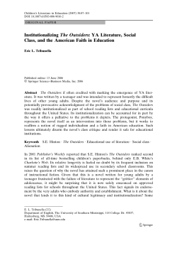 Institutionalizing The Outsiders: YA Literature, Social Class, and the