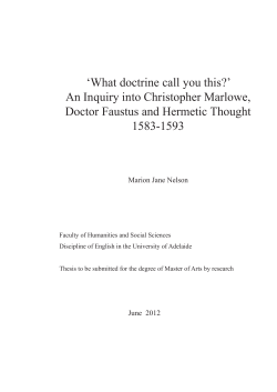 `What doctrine call you this?` An Inquiry into Christopher Marlowe