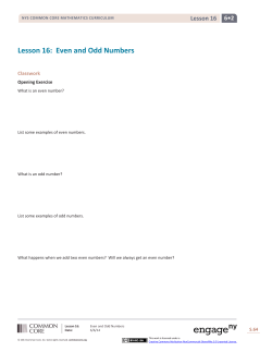 Lesson 16: Even and Odd Numbers