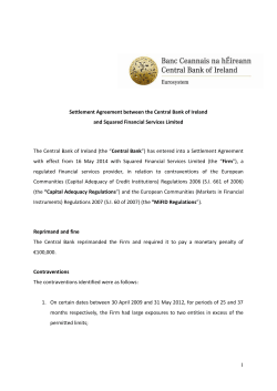 1 Settlement Agreement between the Central Bank of Ireland and