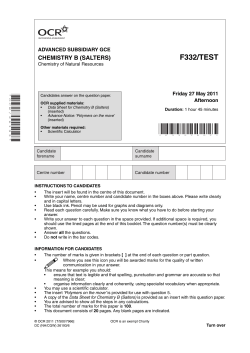 Question paper - Unit F332 - Chemistry of natural resources