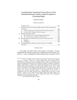 Constitutionally Unprotected: Prison Slavery, Felon