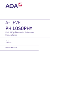 A-level Philosophy Mark scheme Unit 03 - Key Themes in