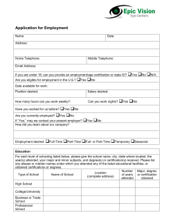 Job Application - Epic Vision Eye Center