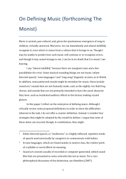 On Defining Music - Philosophy of Music