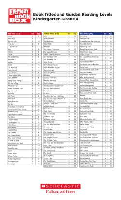 Book Titles and Guided Reading Levels Kindergarten–Grade 4