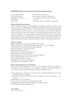 6AAEC021 Memory and Time in the Nineteenth Century