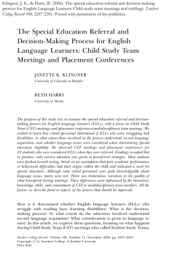 The Special Education Referral and Decision