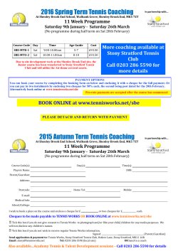2016 Spring Term Tennis Coaching 2015 Autumn Term Tennis