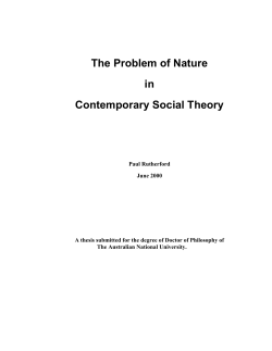 The Problem of Nature in Contemporary Social