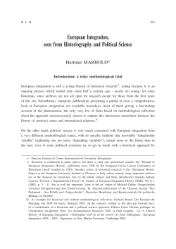 European Integration, seen from Historiography and Political Science