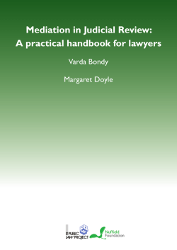 Mediation in Judicial Review: A practical handbook for lawyers