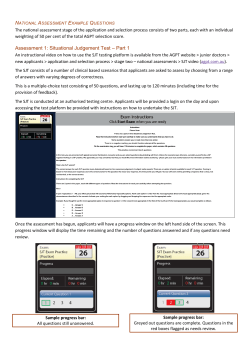 Assessment 1: Situational Judgement Test &ndash; Part 1