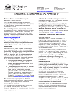 information on registration of a partnership
