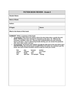 FICTION BOOK REVIEW - Grade 8