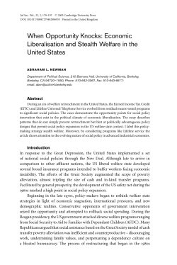 Economic Liberalisation and Stealth Welfare in the United States