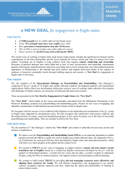 A NEW DEAL for engagement in fragile states